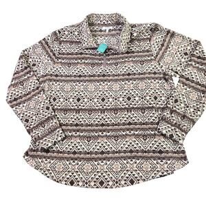 Maurices 1/4 Zip Aztec Fleece Jacket Women's XL Brown Pullover Soft Boho New